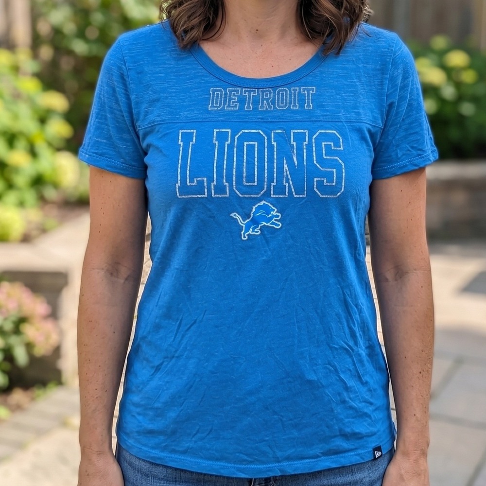 NFL Team Apparel Detroit Lions Womens  Blue‎ Graphic T-Shirt XL
